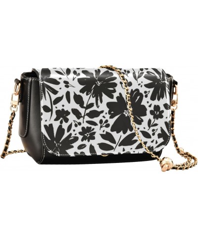 Brush Flower Sling Bags Crossbody Womens Trendy Black Handbag with Adjustable Strap Small Shoulder Purse $23.99 Crossbody Bags