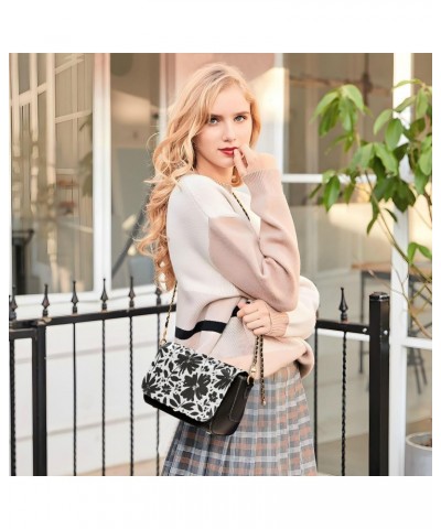 Brush Flower Sling Bags Crossbody Womens Trendy Black Handbag with Adjustable Strap Small Shoulder Purse $23.99 Crossbody Bags