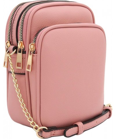 Multi Pocket PU Leather Casual Medium Crossbody Bag with Adjustable Strap Dusty Pink $14.10 Crossbody Bags