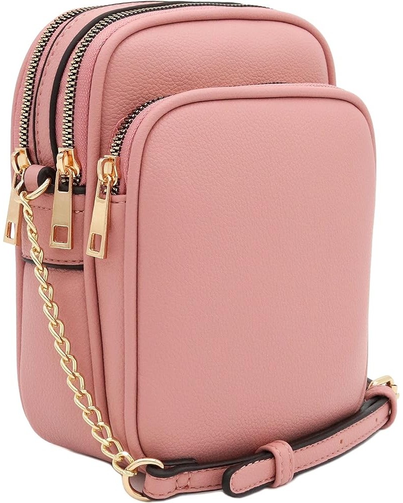 Multi Pocket PU Leather Casual Medium Crossbody Bag with Adjustable Strap Dusty Pink $14.10 Crossbody Bags