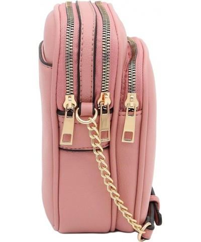 Multi Pocket PU Leather Casual Medium Crossbody Bag with Adjustable Strap Dusty Pink $14.10 Crossbody Bags