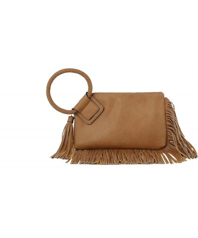 Womens Clutch Purse Wristlet Wallet Evening w/Hand Strap Casual Formal Vegan Leather - Metro Muse Fringe-tan $13.20 Evening Bags