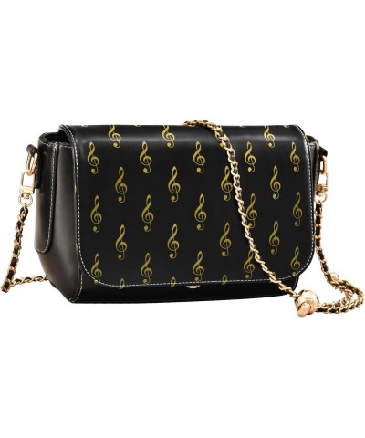 Crossbody Bags Gold Musical Note PU Leather Shoulder Bag Clutch Small Handbags $19.60 Shoulder Bags