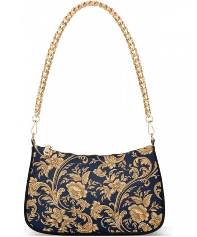 Shoulder Bag for Women Damask Flower Gold Floral Purse Clutch Shoulder Tote Hand Bag Evening Bag Satchels with Chain Strap $1...