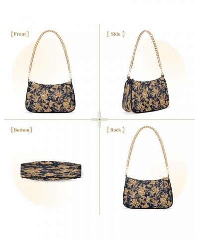 Shoulder Bag for Women Damask Flower Gold Floral Purse Clutch Shoulder Tote Hand Bag Evening Bag Satchels with Chain Strap $1...