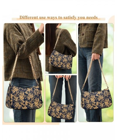 Shoulder Bag for Women Damask Flower Gold Floral Purse Clutch Shoulder Tote Hand Bag Evening Bag Satchels with Chain Strap $1...