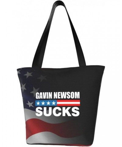 Gavin Newsom Sucks Women'S Casual One Shoulder Carry Shopping Bag Large Capacity Working Storage Handbag $16.86 Shoulder Bags