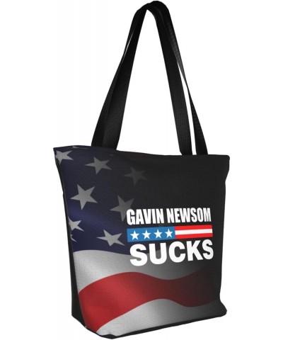 Gavin Newsom Sucks Women'S Casual One Shoulder Carry Shopping Bag Large Capacity Working Storage Handbag $16.86 Shoulder Bags