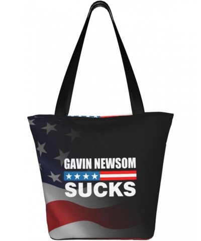 Gavin Newsom Sucks Women'S Casual One Shoulder Carry Shopping Bag Large Capacity Working Storage Handbag $16.86 Shoulder Bags