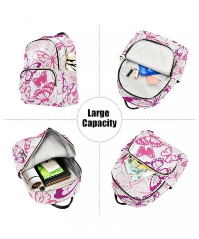 Small Backpack for Women Travel Bag Pink Butterflies Daypack Purse Fashion Shoulder Bag Rucksack Small A144 $11.70 Backpacks