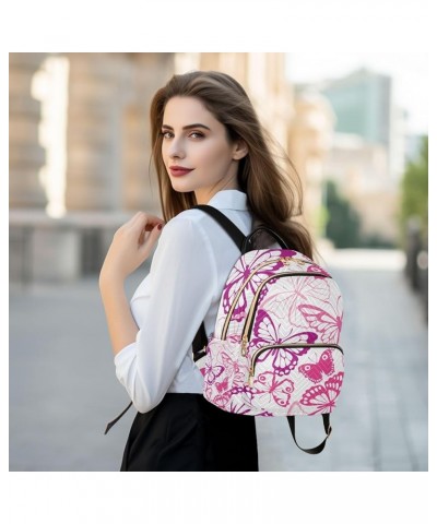 Small Backpack for Women Travel Bag Pink Butterflies Daypack Purse Fashion Shoulder Bag Rucksack Small A144 $11.70 Backpacks