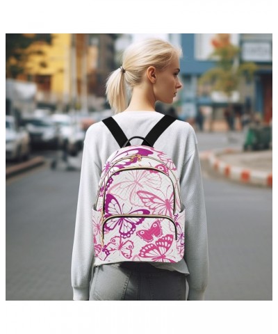 Small Backpack for Women Travel Bag Pink Butterflies Daypack Purse Fashion Shoulder Bag Rucksack Small A144 $11.70 Backpacks