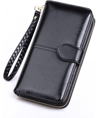 Leather Long Wallet for Women Women' Wallets Card Holder Phone (Color : Dark Blue) Black $9.39 Wallets