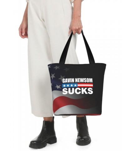 Gavin Newsom Sucks Women'S Casual One Shoulder Carry Shopping Bag Large Capacity Working Storage Handbag $16.86 Shoulder Bags