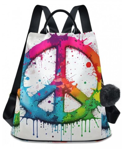 Women Fashion Backpack - Vivid Peace Sign, Anti Theft Casual Daypack Shoulder Bag Purse for Travel Work 15 inches $24.18 Back...