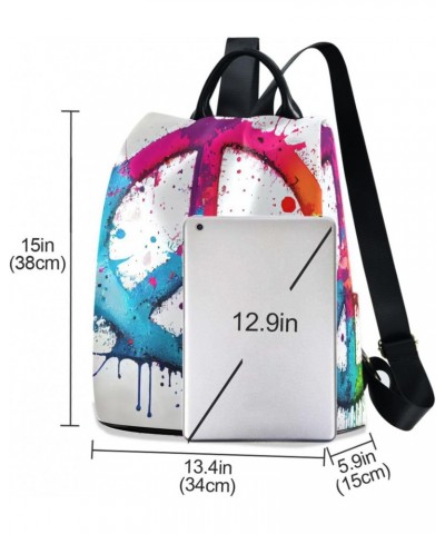 Women Fashion Backpack - Vivid Peace Sign, Anti Theft Casual Daypack Shoulder Bag Purse for Travel Work 15 inches $24.18 Back...