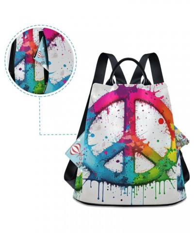 Women Fashion Backpack - Vivid Peace Sign, Anti Theft Casual Daypack Shoulder Bag Purse for Travel Work 15 inches $24.18 Back...