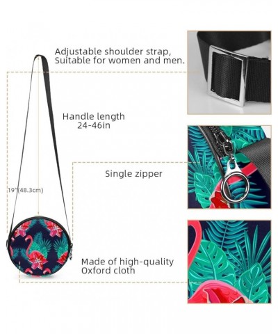 Coral Pattern Marine Blue Navy Crossbody Bag for Women Teen Girls Round Canvas Shoulder Bag Purse Tote Handbag Bag Multi16 $1...