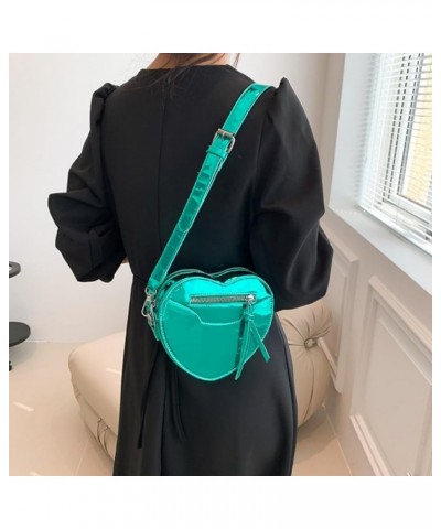 Cute Heart Crossbody Purse Vegan Leather Pattern Small Purse Handbag for Women/Girls D-green $16.19 Crossbody Bags