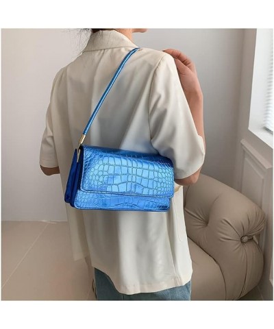 Y2k Silver Purse for Women Y2k Silver Bag Metallic Purse Small Hobo Bag Silver Handbag Shoulder Bag Evening Bag (Blue) Blue $...