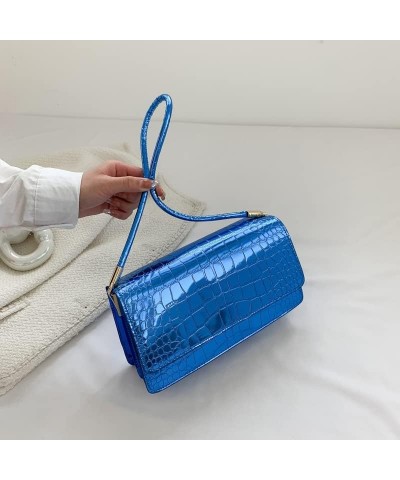 Y2k Silver Purse for Women Y2k Silver Bag Metallic Purse Small Hobo Bag Silver Handbag Shoulder Bag Evening Bag (Blue) Blue $...