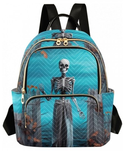 Halloween Skeleton Lady Womens Backpack Purse Quilted Backpack with Luggage Strap Halloween Skeleton Lady Small $21.05 Backpacks