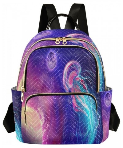 Backpack Purse for Women Space Galaxy Planets Jellyfish, Mini Fashion Backpack Lightweight Casual Daypack Shoulder Bag Travel...