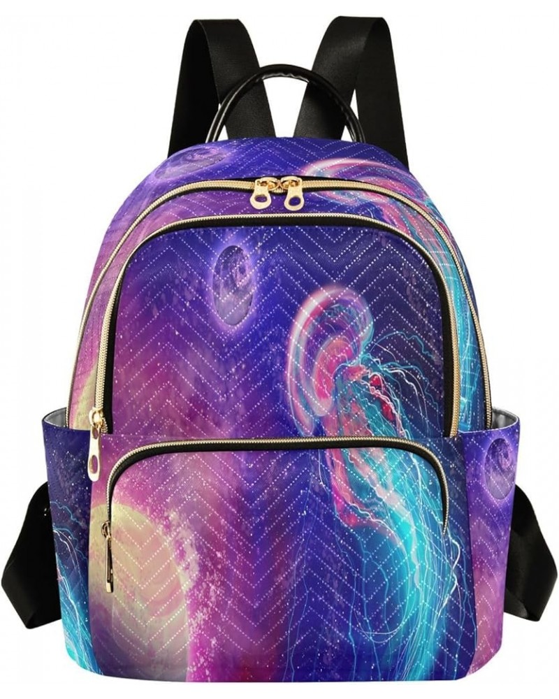 Backpack Purse for Women Space Galaxy Planets Jellyfish, Mini Fashion Backpack Lightweight Casual Daypack Shoulder Bag Travel...