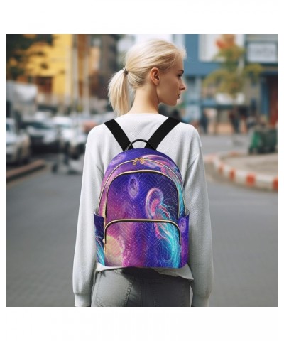 Backpack Purse for Women Space Galaxy Planets Jellyfish, Mini Fashion Backpack Lightweight Casual Daypack Shoulder Bag Travel...