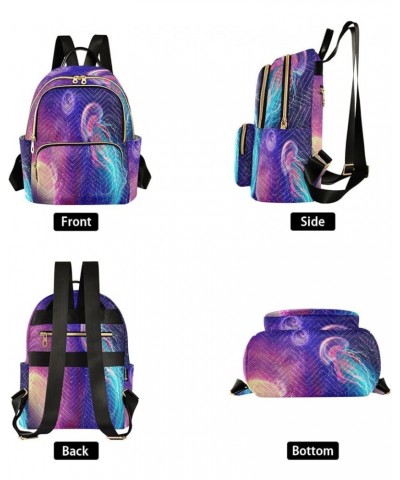 Backpack Purse for Women Space Galaxy Planets Jellyfish, Mini Fashion Backpack Lightweight Casual Daypack Shoulder Bag Travel...