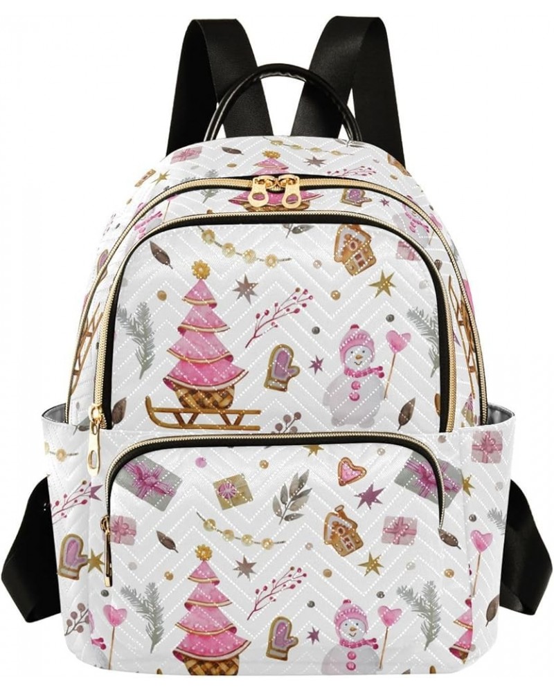 Christmas Snowman Sleigh Backpack Purse for Women Fashion Ladies Shoulder Bags Travel Bag Back Pack Weekend Bag,M Small $14.0...