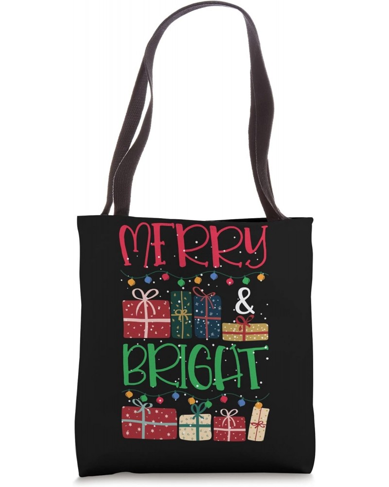 Merry and Bright Christmas Lights Xmas Holiday Tote Bag $10.92 Totes