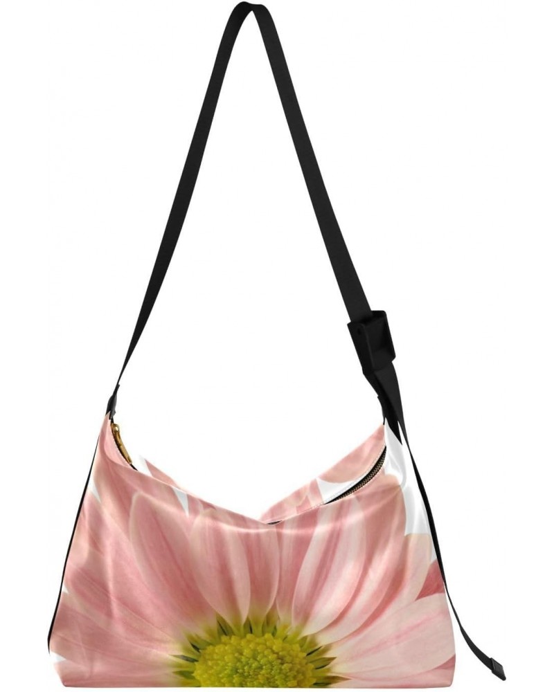 Pink Daisy Flowers Floral Womens Tote Bag Leather Shoulder Bag For Women Men Large Hobo Cross Body Bags Handbag $16.66 Totes