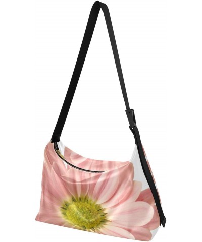 Pink Daisy Flowers Floral Womens Tote Bag Leather Shoulder Bag For Women Men Large Hobo Cross Body Bags Handbag $16.66 Totes