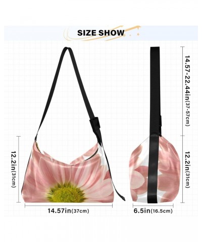 Pink Daisy Flowers Floral Womens Tote Bag Leather Shoulder Bag For Women Men Large Hobo Cross Body Bags Handbag $16.66 Totes