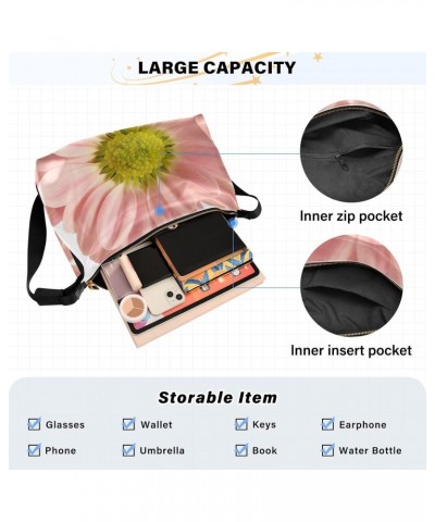 Pink Daisy Flowers Floral Womens Tote Bag Leather Shoulder Bag For Women Men Large Hobo Cross Body Bags Handbag $16.66 Totes