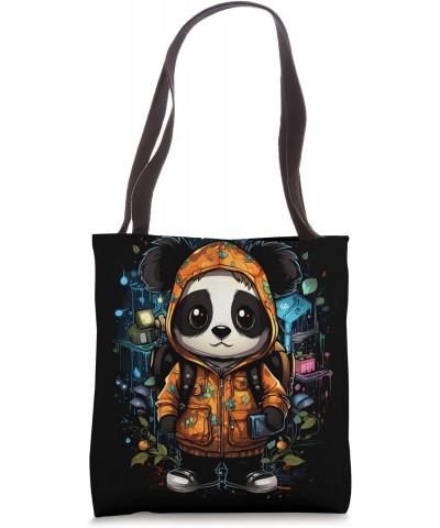 Back to School Funny Panda Bear With School Bag Backpack Tote Bag $14.84 Backpacks