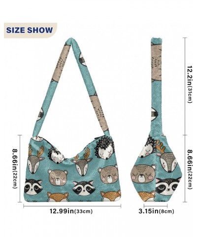 Cute Animals Furry Tote Bag for Women Crossbody Bag Shoulder Purse Handbag Puffer Purse with Zipper for Work $11.96 Totes