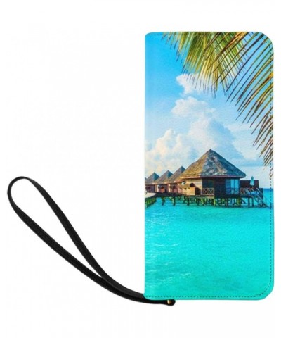 Tropical Beach Chair Starfish Womens Clutch Wallet Large Wristlet Zipper Clutch Large Travel Purse Design 7 $15.99 Clutches