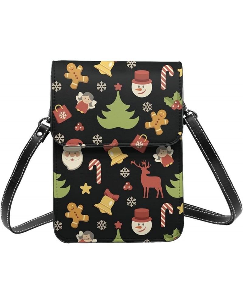 Womens Crossbody Bags Snowman Wreath Santa Claus Tree Merry Christmas Phone Bag Wallet Purses Adjustable Strap Snowman Wreath...