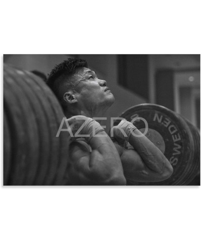 Lü Xiaojun Poster Bodybuilder Poster Weightlifter Poster Canvas Painting Wall Art Poster for Bedroom Living Room Decor 12x18i...