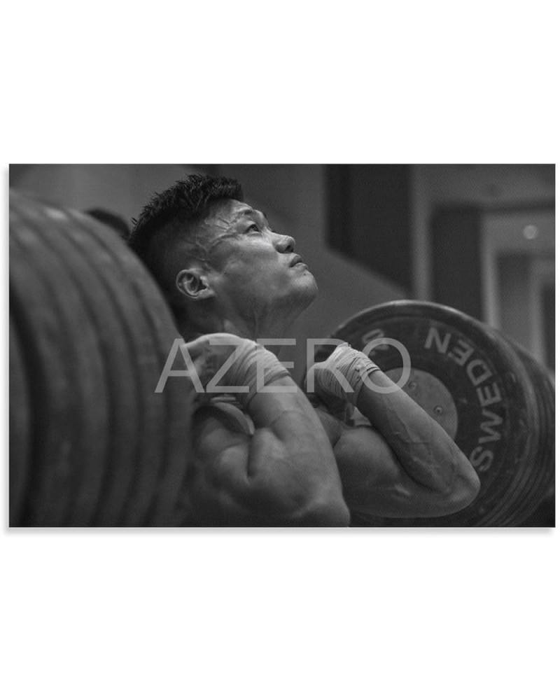 Lü Xiaojun Poster Bodybuilder Poster Weightlifter Poster Canvas Painting Wall Art Poster for Bedroom Living Room Decor 12x18i...