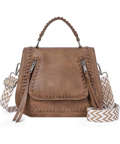 Crossbody Bag for Women Vegan Leahter Handbags and Purses Ladies Flap Top-Handle Bags Braided Tote Bags Brown $17.27 Totes