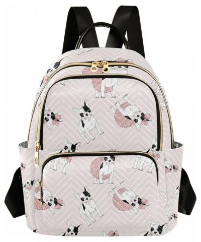 Women Backpack Pink Dog Black White Anti-Theft Travel Backpack with Luggage Belt Lightweight Handbag Lady Purse Roomy Double ...