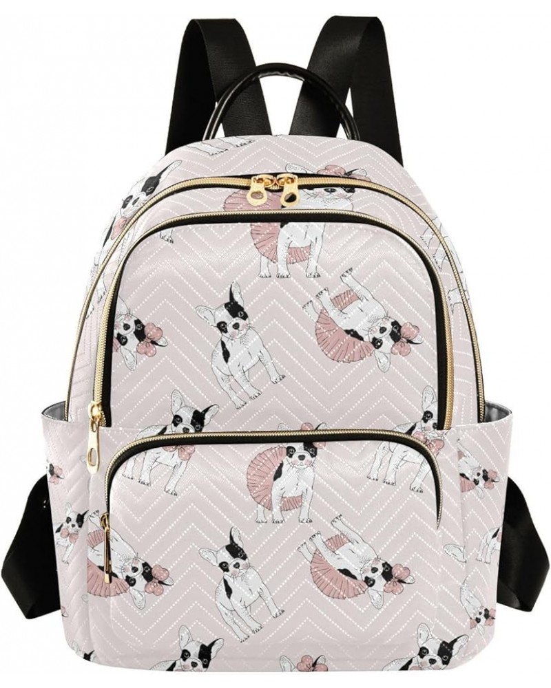 Women Backpack Pink Dog Black White Anti-Theft Travel Backpack with Luggage Belt Lightweight Handbag Lady Purse Roomy Double ...