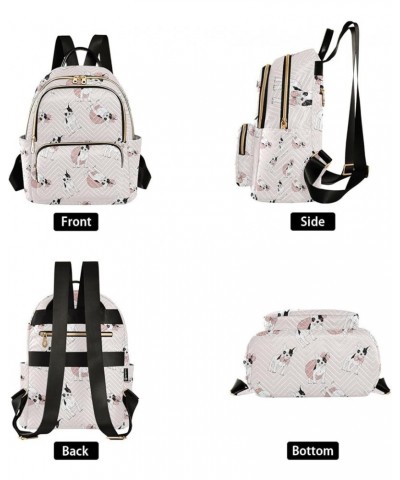 Women Backpack Pink Dog Black White Anti-Theft Travel Backpack with Luggage Belt Lightweight Handbag Lady Purse Roomy Double ...