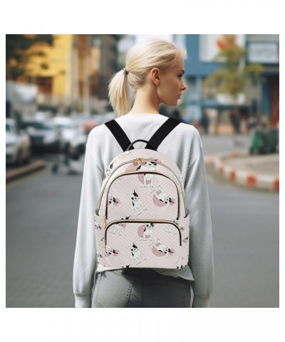 Women Backpack Pink Dog Black White Anti-Theft Travel Backpack with Luggage Belt Lightweight Handbag Lady Purse Roomy Double ...