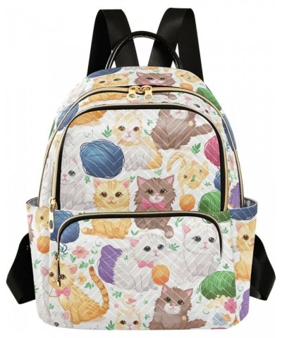 Cute Cat Yarn Flower Backpack for Women Fashion Shoulder Bags Small Casual Daypack Travel Bag S 202a2811 S(10.23"x5.11"x12.59...