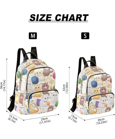 Cute Cat Yarn Flower Backpack for Women Fashion Shoulder Bags Small Casual Daypack Travel Bag S 202a2811 S(10.23"x5.11"x12.59...