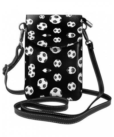 Black And White Soccer Ball Crossbody Bags For Women Mini Phone Purse Shoulder Handbags Card Holder Wallet $13.19 Crossbody Bags